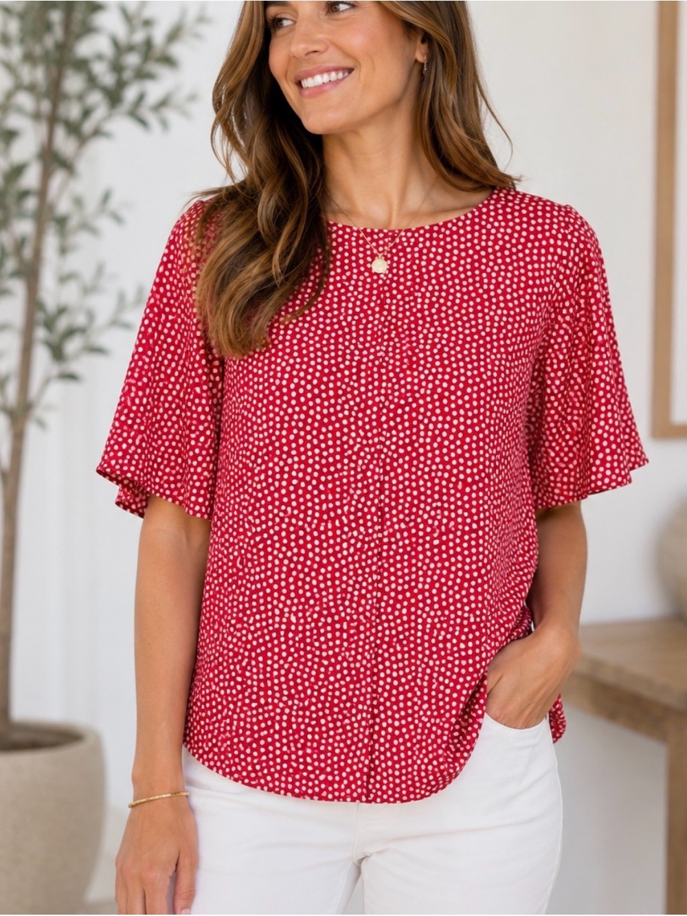 New Boden 18 rose-Ivory puff short sleeve split back model plussize workwear top